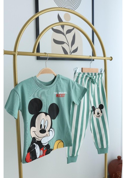 Erkek Çocuk Mickey Kısa Kollu Çizgili Eşofman Takımı fiyatları