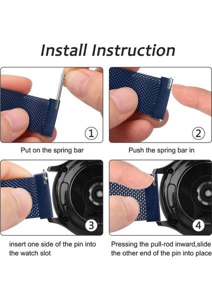 Samsung Galaxy 4 5 6 7 Fe 40 44MM Classic 42 43 46 47MM Uyumlu 20MM Metal Örğü Hasır Manyetik Kordon modelleri