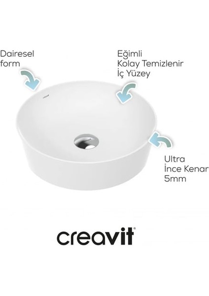 UL140 Ultra Tezgah üstü Çanak Lavabo 40 cm Parlak Beyaz
