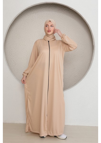 Fermuarlı Kadın Tesettür Namaz Elbisesi Kendinden Şallı fiyatları