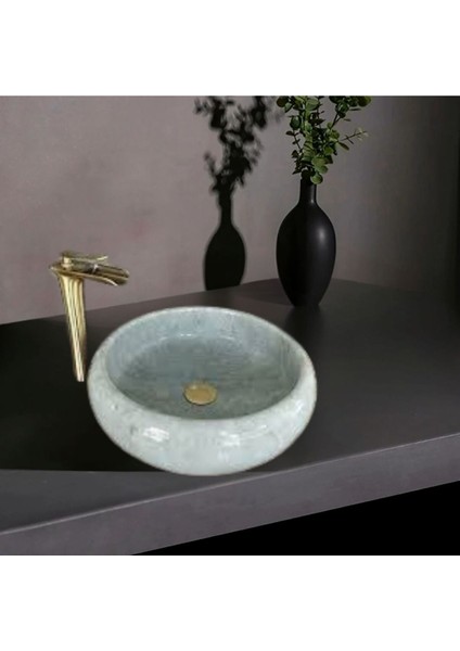 Ferah Gri Mermer Bombeli Lavabo-150