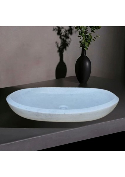 Ezgi Beyaz Mermer Oval Lavabo-127