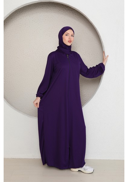 Fermuarlı Kadın Tesettür Namaz Elbisesi Kendinden Şallı fırsatları