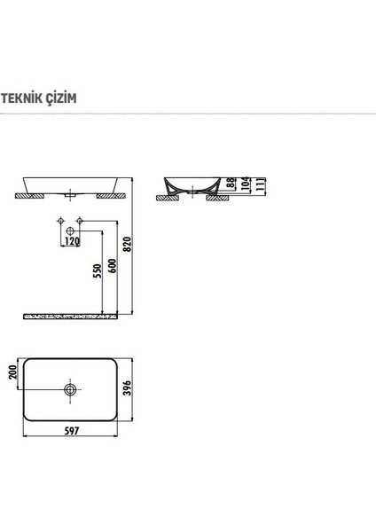 UL060 Ultra Tezgah Üstü Çanak 40X60 cm Lavabo Mat Siyah fiyatları