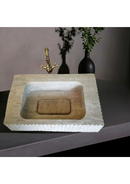 Hale Traverten Gizli Giderli Lüks Lavabo-285