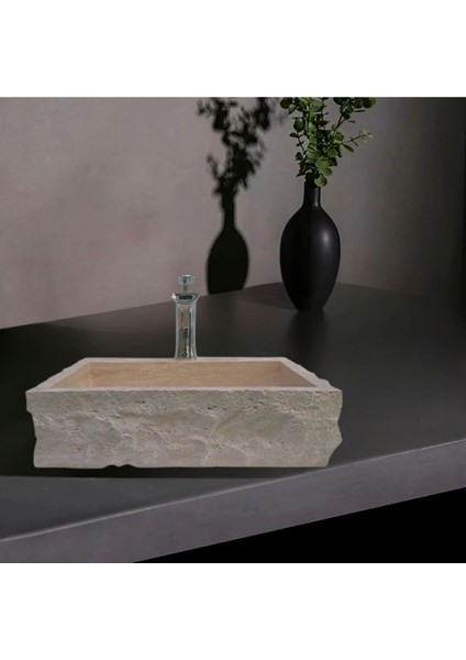 Hale Traverten Dışı Doğal Patlatma Batarya Çıkışlı Lavabo-269