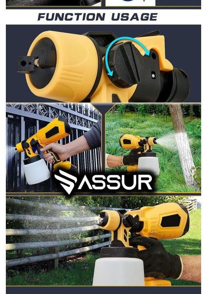 Profesyonel 21V Çift Akülü 300 Mm Vernik Sprey Boya Püskürtme Makinesi