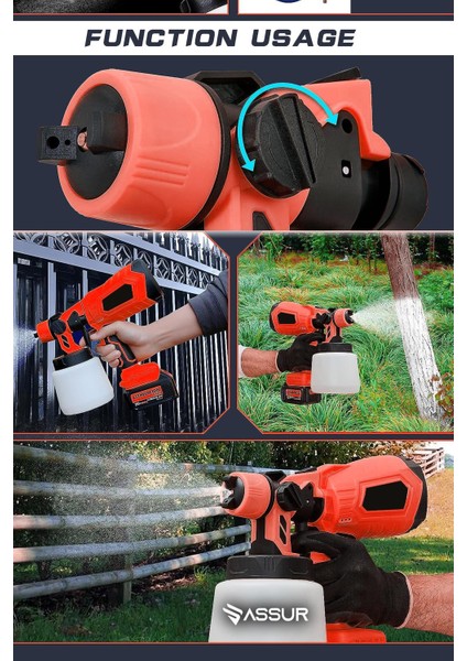 Profesyonel 21V Çift Akülü 300 Mm Vernik Sprey Boya Püskürtme Makinesi