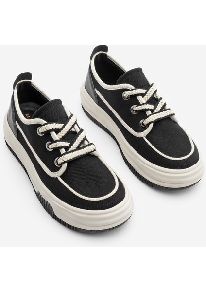 Kadın Sneaker Bağcıklı Keten Spor Ayakkabı Rotvi