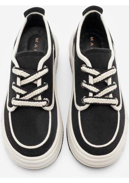 Kadın Sneaker Bağcıklı Keten Spor Ayakkabı Rotvi