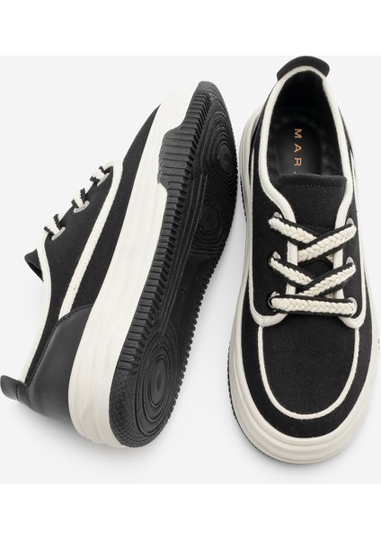 Kadın Sneaker Bağcıklı Keten Spor Ayakkabı Rotvi