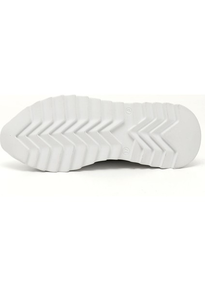 Kadın Beyaz Bağcıklı Dolgu Taban Hakiki Deri Sneaker