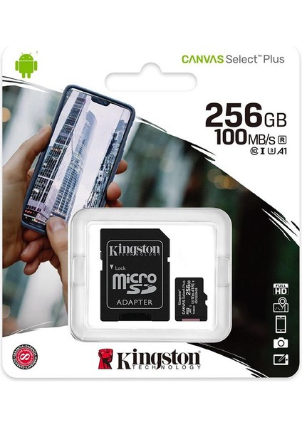 Kıngston 256GB CLASS10 Uhs-I Sdxc Canvas Select Plus Microsd Hafıza Kartı