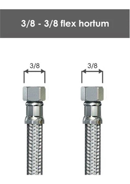 Sıcak Soğuk Su Bağlantı Hortumu 3/8 3/8