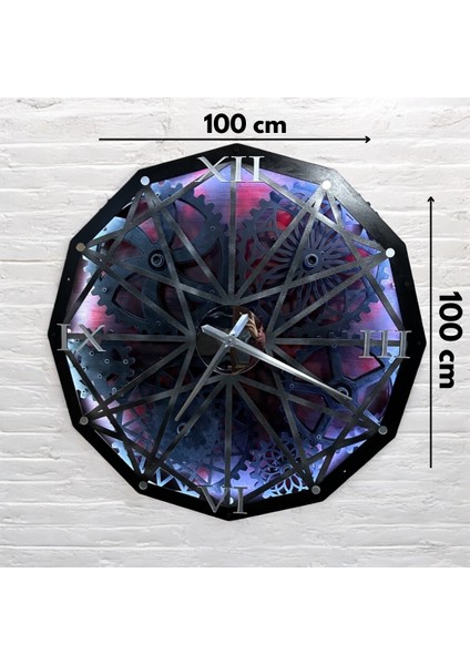 Poligon Model 100 cm Çarklı Saat