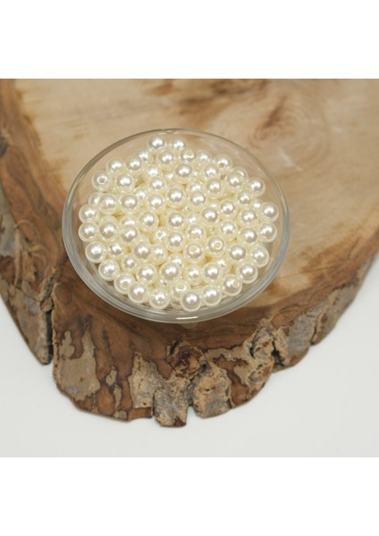 Lüks Krem Plastik Inci Boncuk 8 mm 500 Gram