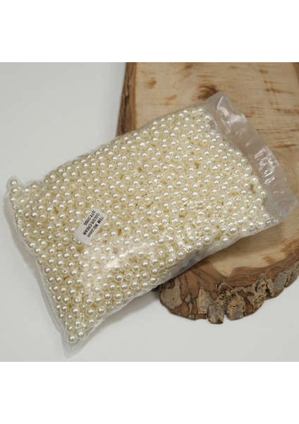 Lüks Krem Plastik Inci Boncuk 8 mm 500 Gram