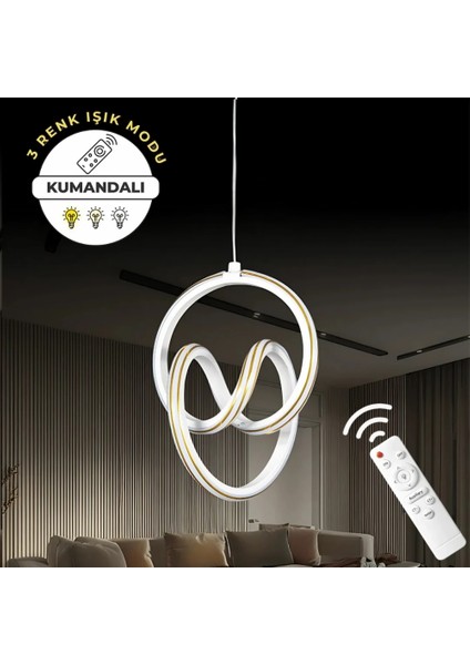 Loop 3 Renkli Kumandalı Dimmerli Sarkıt LED Avize