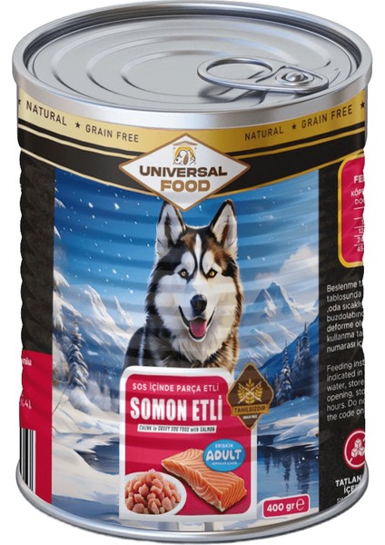 Food Premium Somon Parça Etli Köpek 400 gr Konserve(12 Adet)