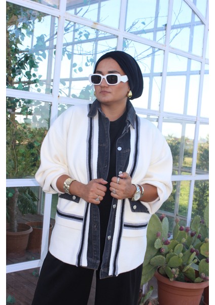 Kot Detay Angora Bomber Ceket