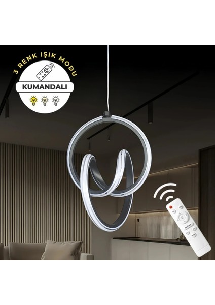 Loop 3 Renkli Kumandalı Dimmerli Sarkıt LED Avize