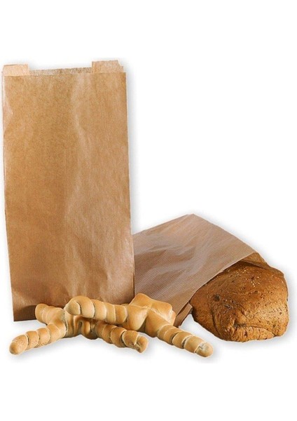 100'LÜ Büyük Boy Hediye & Ekmek Kese Kağıdı – (15X31X8 Cm, Kahverengi, Şamua Kağıt)