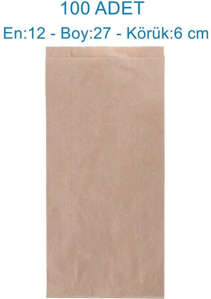 100'LÜ Orta Boy Hediye & Sandviç Kese Kağıdı – (12X27X6 Cm, Kahverengi, Şamua Kağıt)
