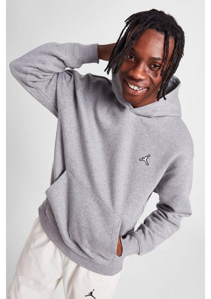 Jordan Ess Fleece Pullover Hoodie Erkek Gri Spor Sweatshirt