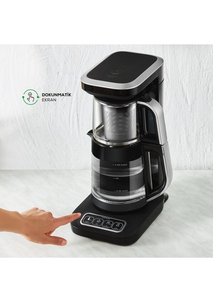 Çaysever Robotea Pro Connect 4 In 1 Konuşan Otomatik Cam Çay Mama ve Filtre Kahve Makinesi Wi-Fi-Onerous
