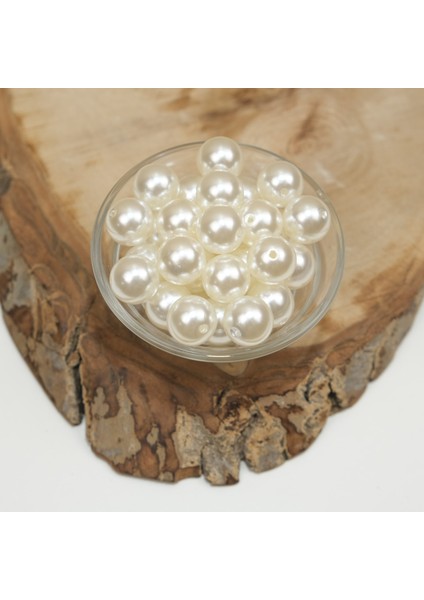 Lüks Krem Plastik Inci Boncuk 16 mm 500 Gram