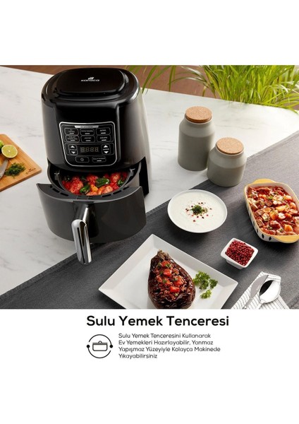 Akıllı Sensörler 4 Güvenlik Sistemli Ev Yemeği, Közleme, Fırın/ızgara Xl 4l Airfryer 1550W