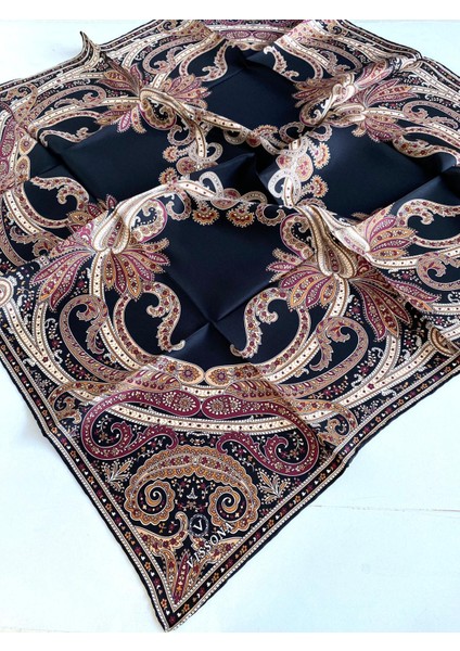 Tivil İpek Eşarp 60777 - 2 - 0001 - 0018 Siyah Karışık Desen