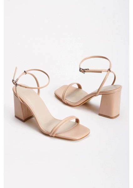 Nude Kadın 8 cm Kalın Topuklu Ayakkabı modelleri