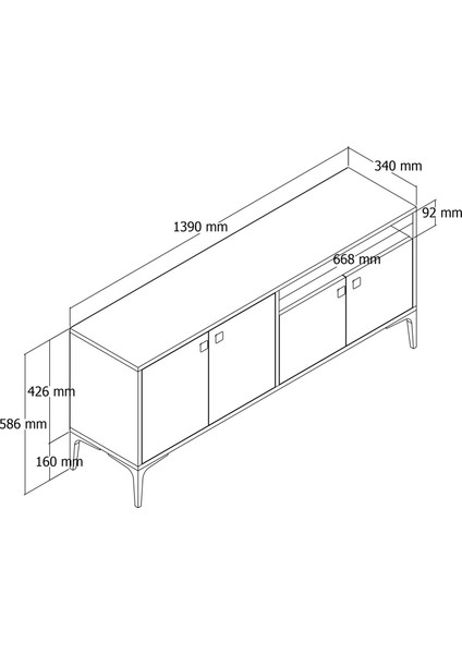 1548 Artemıs 139 cm Tv Ünitesi Sepet-Beyaz