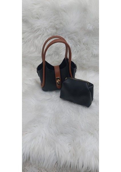 Kadın Suni Deri Askılı Yavrulu El ve Omuz Çantası