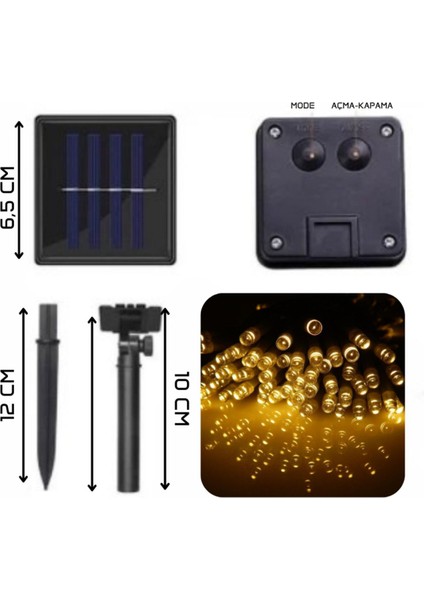 Sarı Solar Ip LED - 100 Ledli 10 Metre
