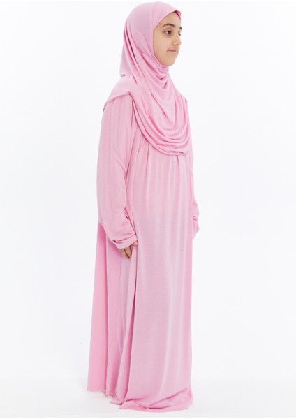 Pratik Tek Parça Organik Kız Çocuk Namaz Elbisesi - Pembe - 8-10 Yaş fırsatları