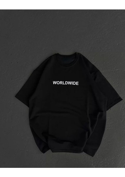 Unisex Bisiklet Yaka Baskılı Oversize Thirt Iyah