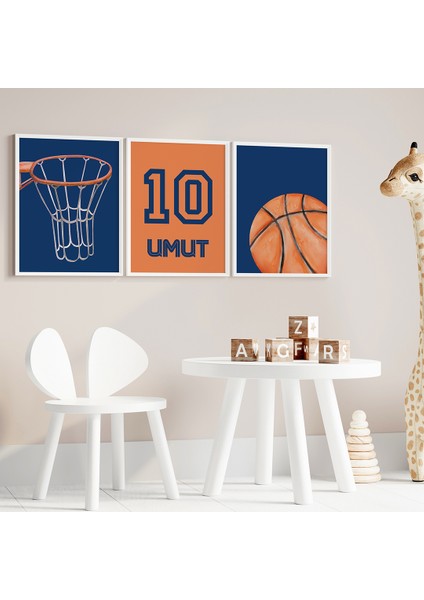 Basketbol Temalı Çocuk Odası 3'lü Isim Tablo Seti, Çocuk Odası Tablosu