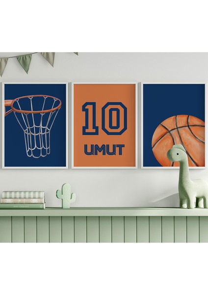 Basketbol Temalı Çocuk Odası 3'lü Isim Tablo Seti, Çocuk Odası Tablosu