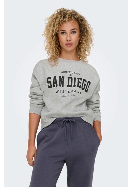 Onlsweat L/s Crew Oversız A Grı Mel Kadın Sweatshirt