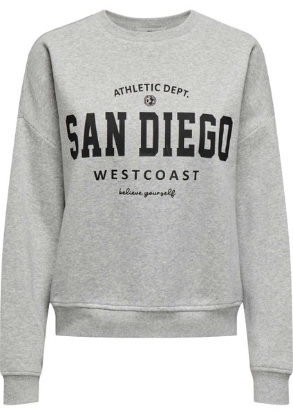 Onlsweat L/s Crew Oversız A Grı Mel Kadın Sweatshirt fırsatları