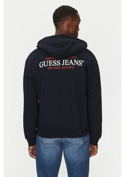 Guess Erkek Bej Pamuklu Kapüşonlu Lacivert Sweatshirt fiyatları
