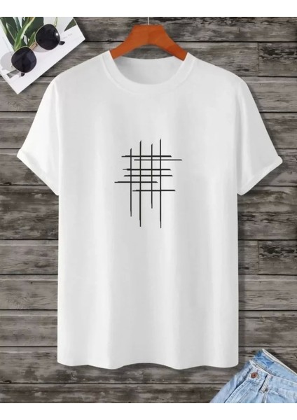 Unisex Baskılı Oversize Thirt Beyaz