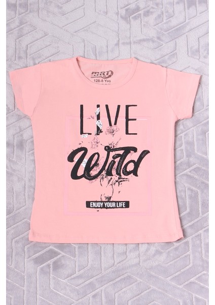 Kız Çocuk Tshirt Live Wild Baskılı Bisiklet Yaka F17