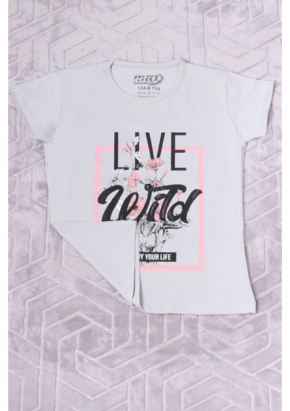 Kız Çocuk Tshirt Live Wild Baskılı Bisiklet Yaka F17