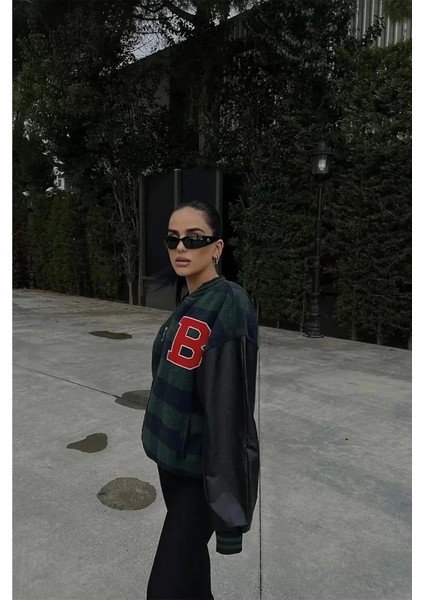 Pötikare Desen Nakışlı Kolej Ceket Haki