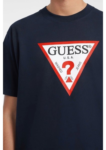 Guess Erkek Lacivert Üçgen Logolu T-Shirt fırsatları