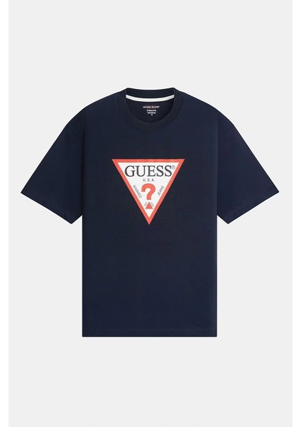 Guess Erkek Lacivert Üçgen Logolu T-Shirt indirimleri
