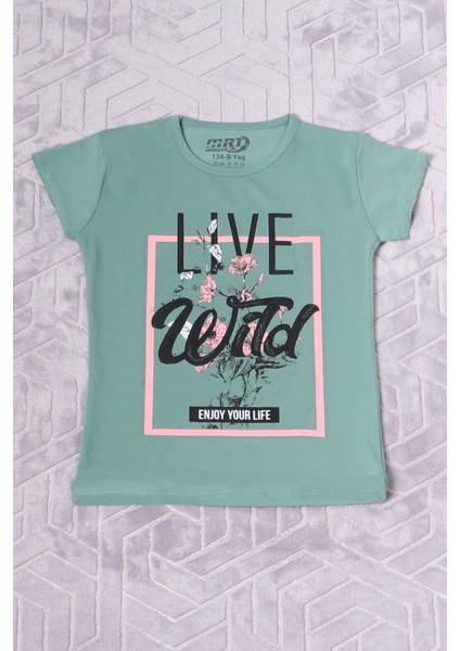 Kız Çocuk Tshirt Live Wild Baskılı Bisiklet Yaka F17